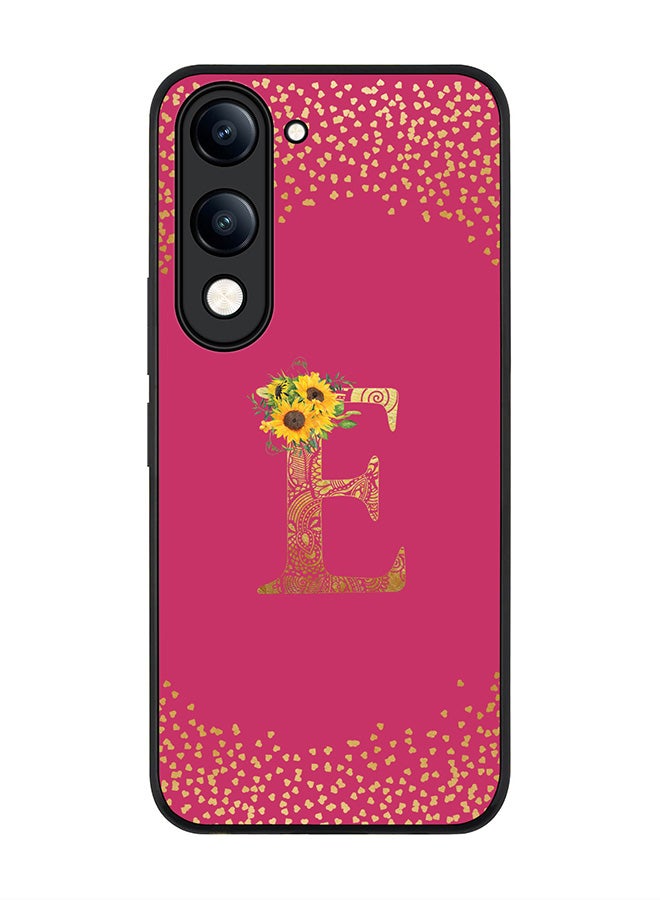 For vivo Y04 / Y29t 5G Case,Slim fit Camera Protection, Shockproof Thin Phone cover  - Custom Floral Monogram - E ( Deep Pink )